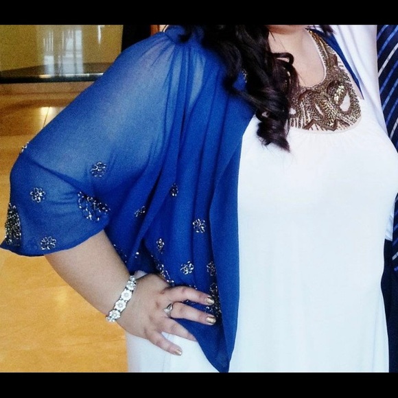 Forever21 Chiffon beaded jeweled shawl/cardigan - Picture 1 of 6